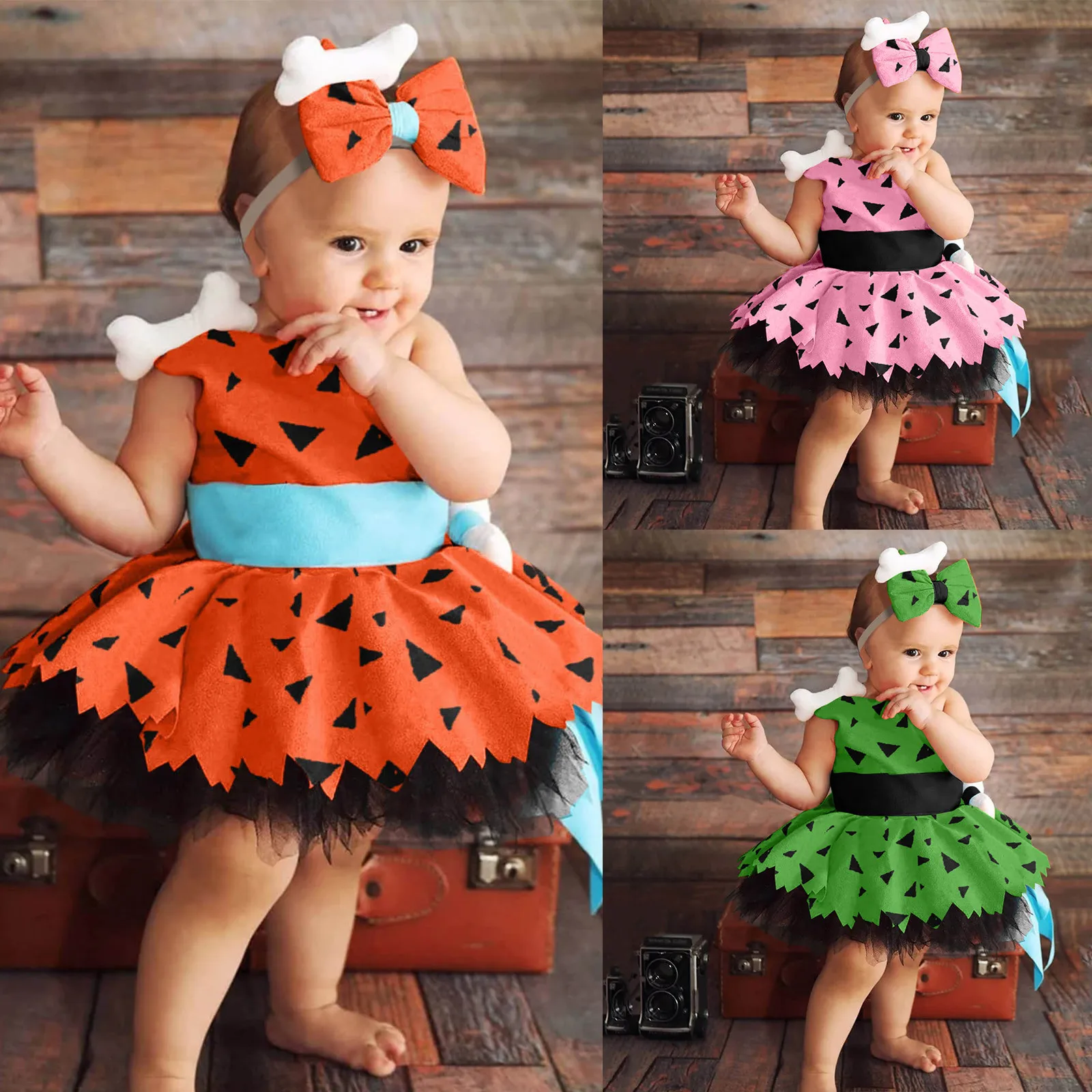 Children Halloween Costume Toddler Baby Girl Fancy Carnival Party Tutu Dress Caveman Cosplay Kids Halloween Dress Up Clothing