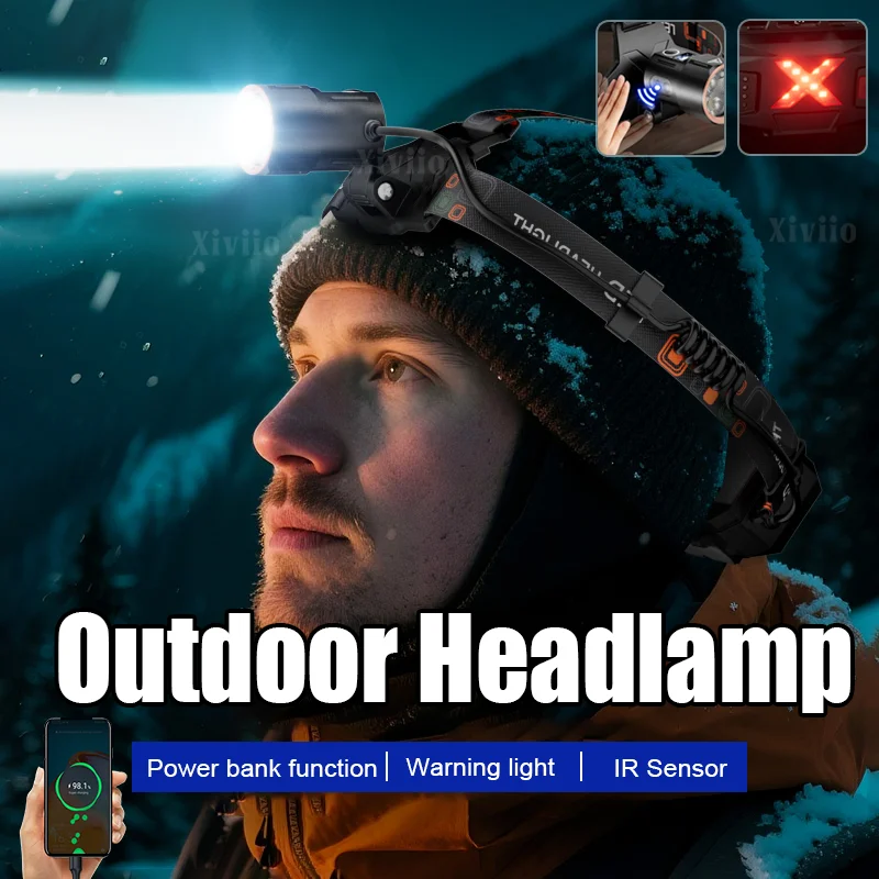 Rechargeable Ultra Bright Headlamp 10000000LM High Power Led Head Flashlight Digital Display Tactical Torch Lantern Waterproof