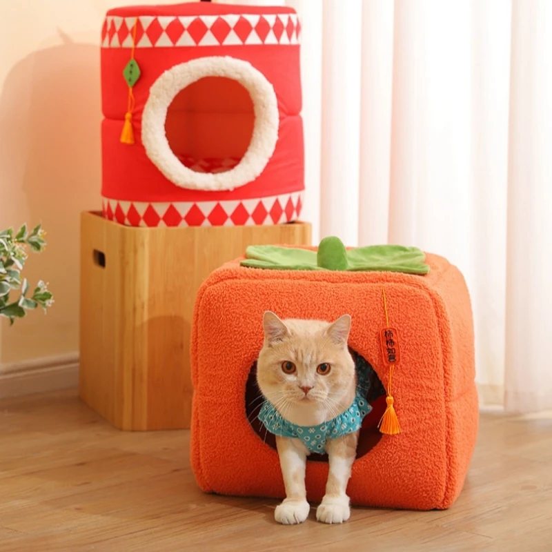 

Originality Cat House Winter Warm Kitten Cave Bed Cat Bed House Pet Cats Accessories Enclosed Cozy Dog House Kitten Pet Supplies