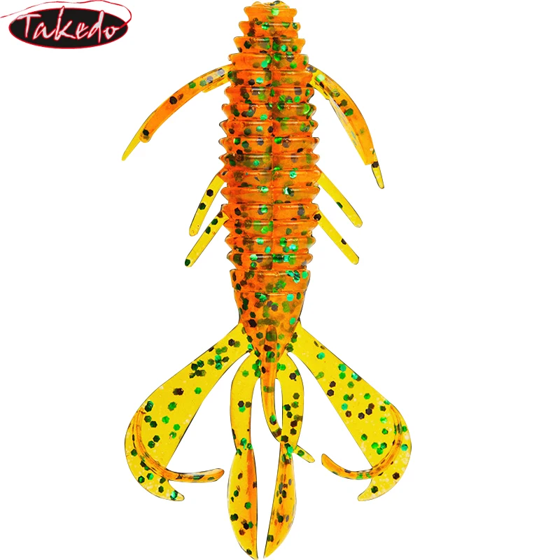 TAKEDO 7PCS/BAG 3D Multi-tailed Shrimp Lure 6.3CM Add Salt And Flavor Wobbers Soft Lure For Perch Cocky Mouth Perch