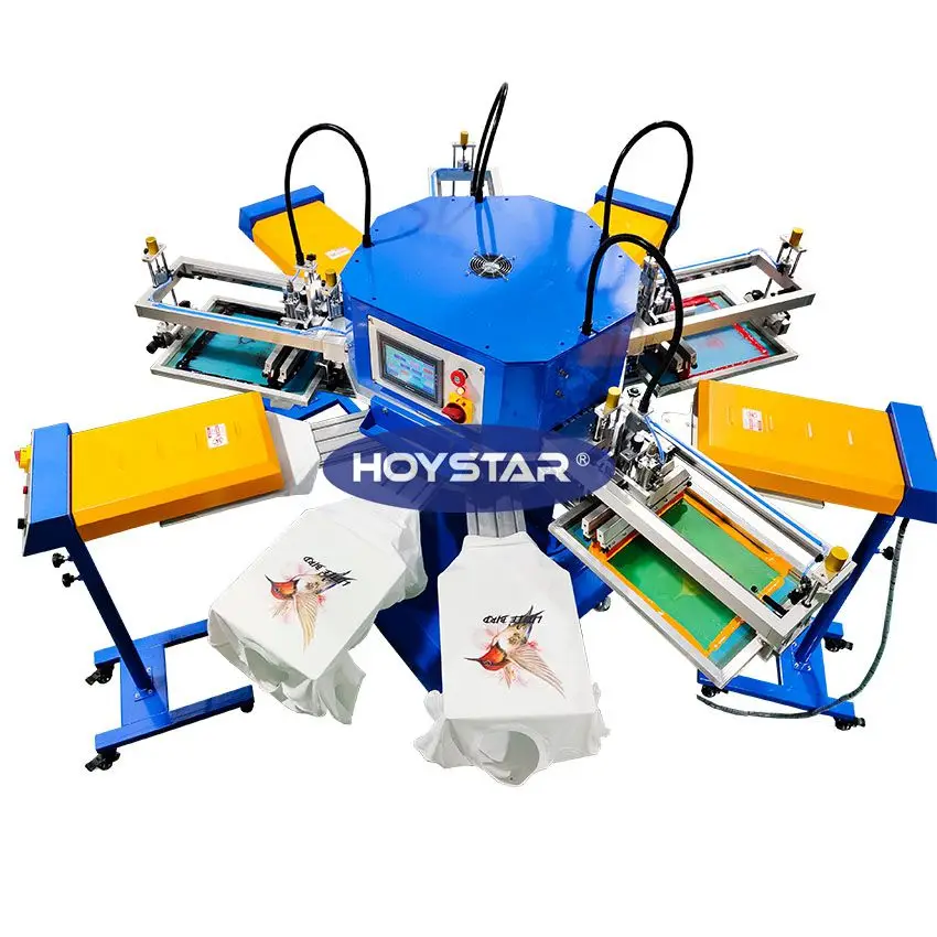 Automatic 4 Colour Screen Printing System Machine Tshirt