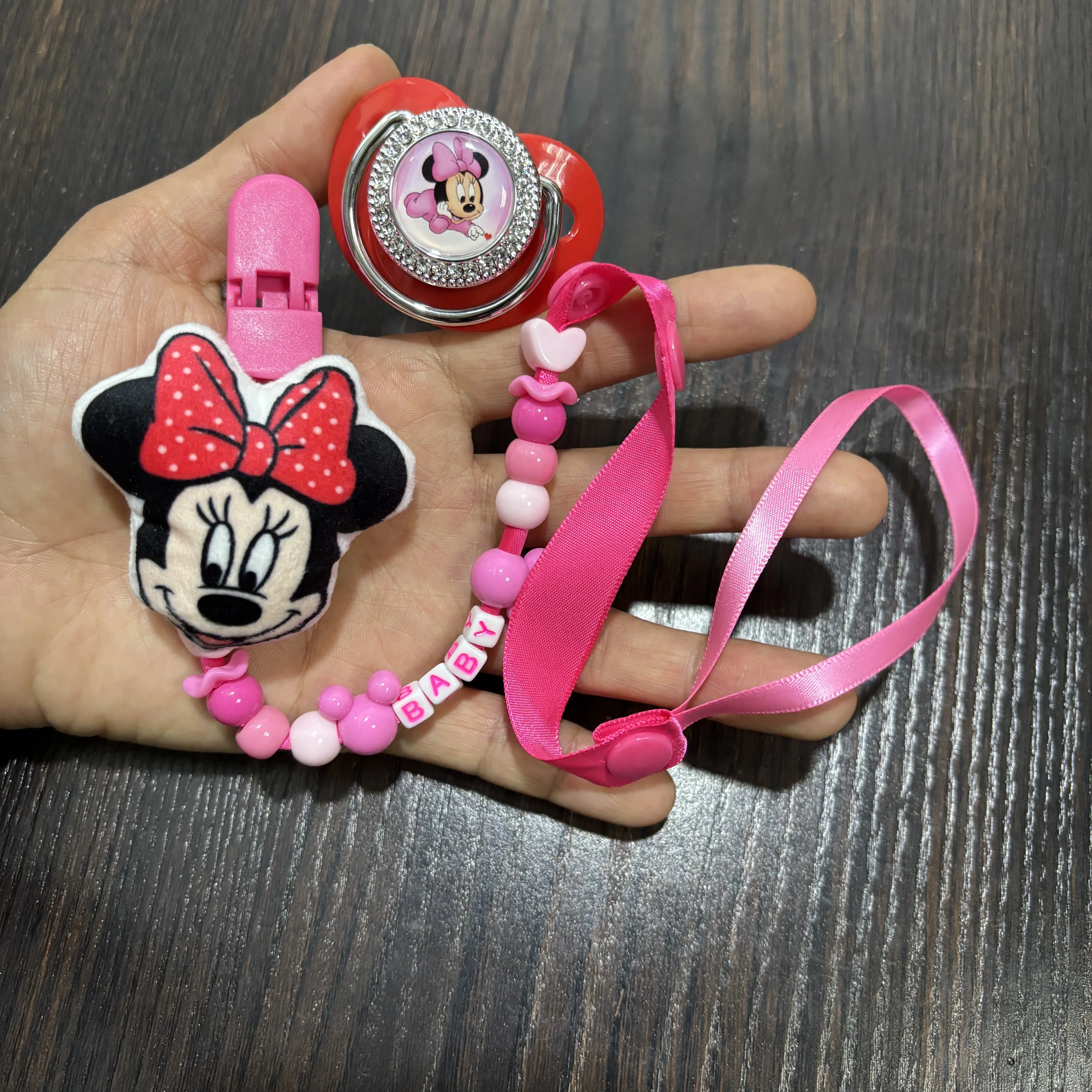 

Newborn hat set Cartoon Soother Pacifier with Dust Cover & Safety Chain Soft Chew Nipple Newborn Teething Toy for Mood 0-12M