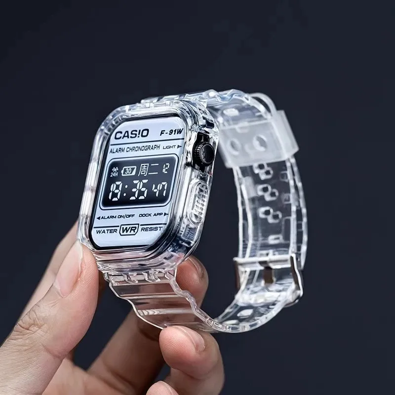 

Glacier Limited Transparent Strap for Apple Watch Series 10 46mm 42mm Silicone Crystal Clear Band with Case for Series 9 8 7 SE
