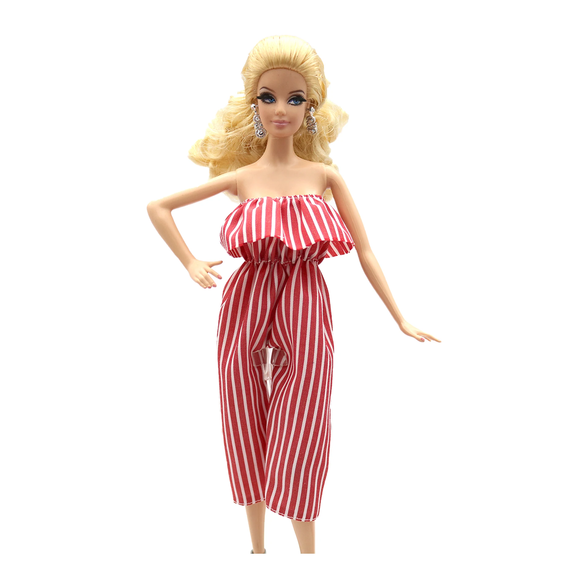 Mono de rayas rojas para uso diario, ropa para muñeca Barbies, 30cm, 1/6