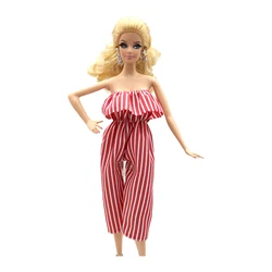 Mono de rayas rojas para uso diario, ropa para muñeca Barbies, 30cm, 1/6