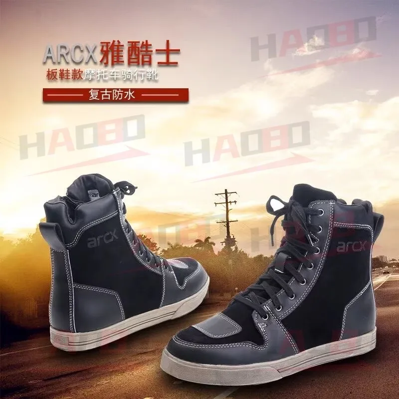 

ARCX Mens Waterproof Leather Motorcycle Boots All-Season Motocross Hiking Commuter Shoes with Anti-Slip Traction Comfort Fit