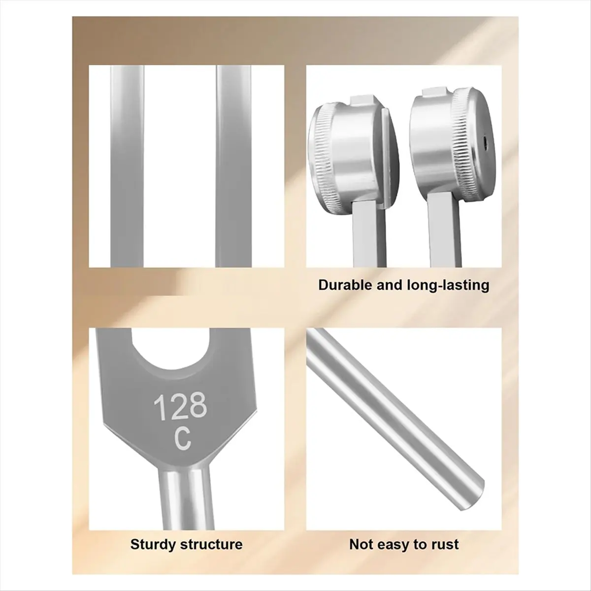 ABLG & Aluminum Alloy Tuning Fork Set, 128Hz 256Hz 512Hz 1024Hz Tuning Forks for Sound Yoga Meditation Relaxation