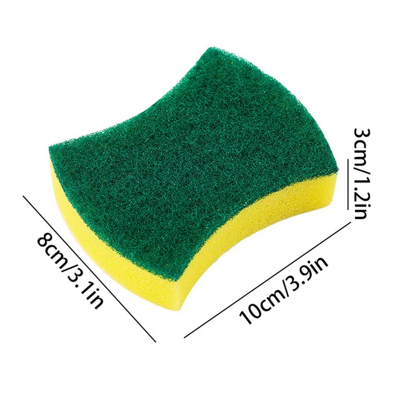 Double-Sided Kitchen Sponge Scrubber with Waist Shape, Multipurpose Dish Cleaning Pad for Tough Stains and Grime