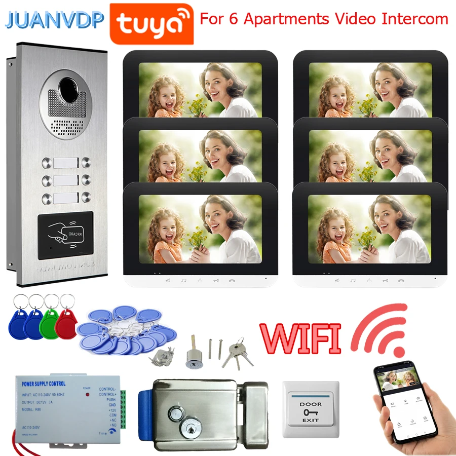 

Tuya 2/3/4/5/6/8/10/12 Lines Apartments Home Video Intercom with Rfid Access Contro Camera Video Door Phone 7Inches Wifi Monitor