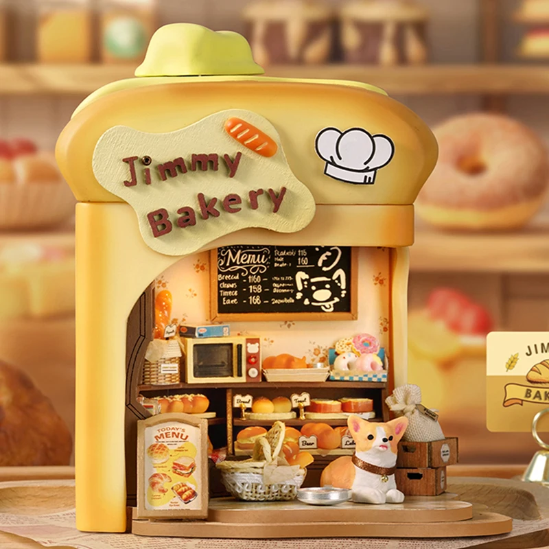 

DIY Wooden Jimmy Bakery Mini Casa Miniature Model Kits With Furniture LED Lights Dollhouse for Friends Birthday Gifts