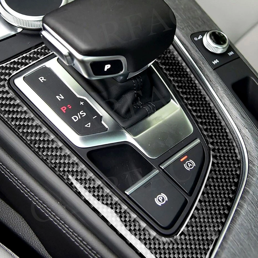 

Carbon Fiber Car Console Gear Shift Panel Trim Frame Cover Sticker For Audi A4 B9 A5 2017 2018 2019