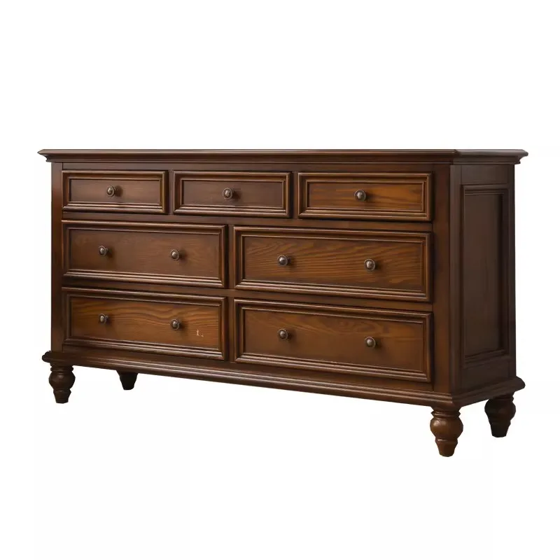 

#Retro Asian style locker 5 drawers solid wood dresser bedroom living room drawer cabinet with storage space can be customized