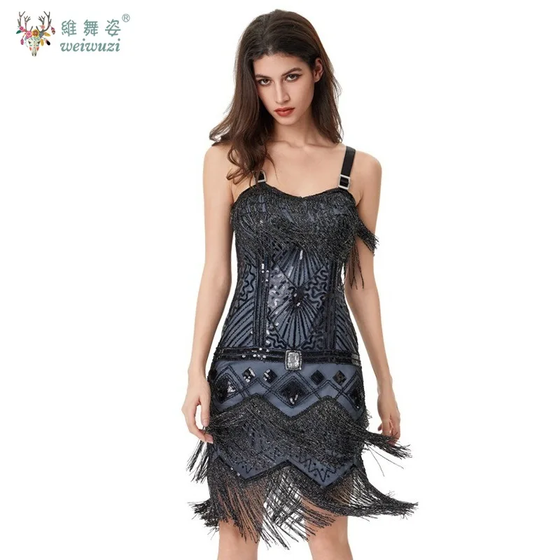 من المألوف الترتر حبة التطريز شرابة حزب مساء اللباس مثير الحمالات سليم صالح الخصر Cinching فساتين السهرة