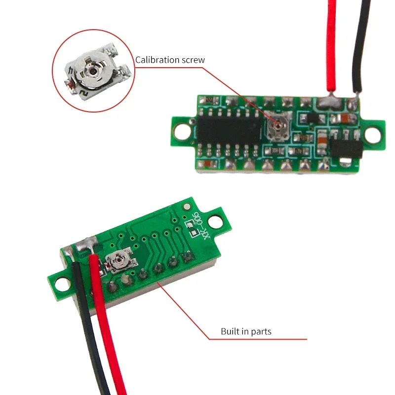 Voltímetro Digital LED DC de 0,28 pulgadas, medidor de voltaje de 0-100V, Detector de voltaje de energía móvil para coche, 12V, rojo, verde, azul,