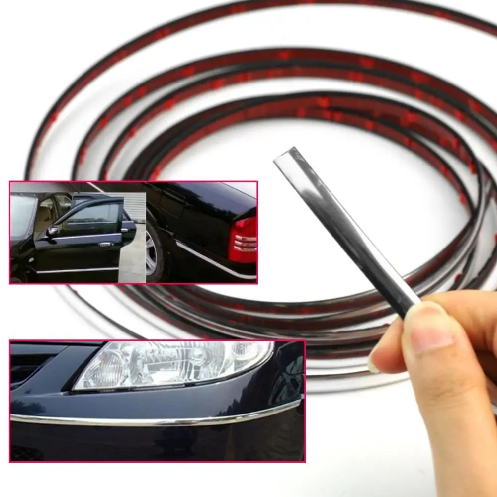 6/12/15/18/22mm Silver Chrome Molding Trim Car Door Protector Strips Window Mirror Bumper Anticollision