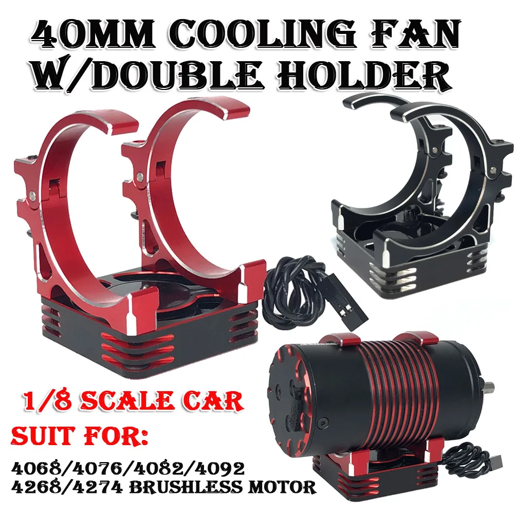 YSIDO Motor Fast Cooling Fan 40x40mm Aluminum Fan w/holder for Traxxas ARRMA 1/7 Hobbywing 4274 4268 Rocket 1/8 RC Car 4082 1515