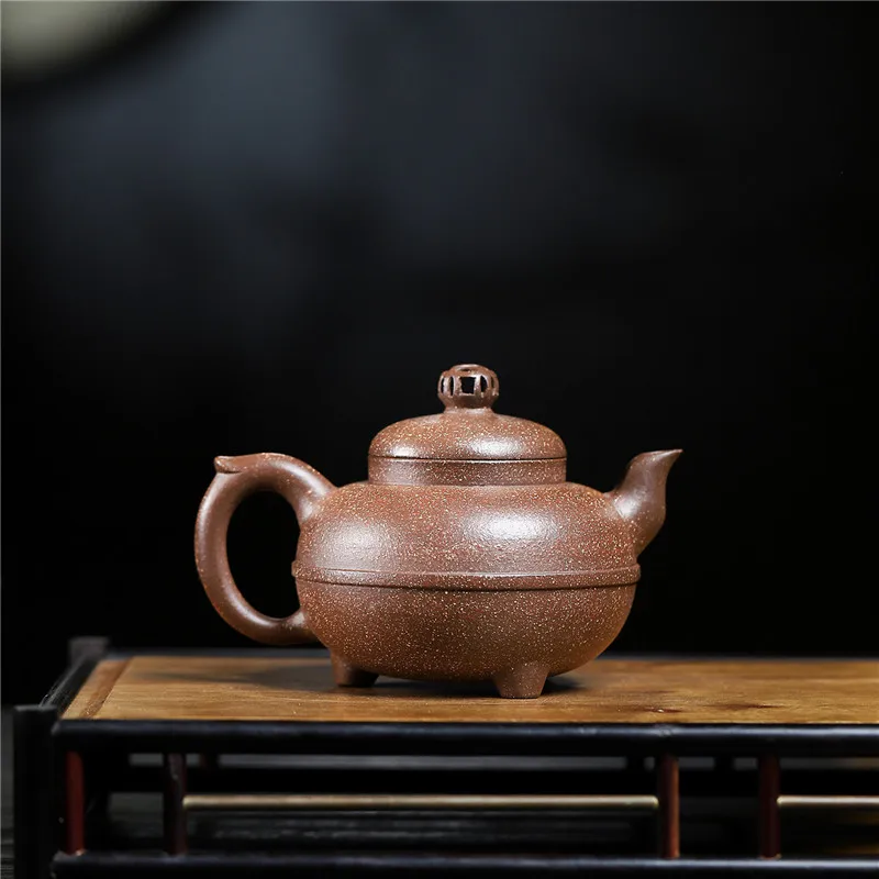 250ml Yixing Purple Clay Teapot Raw Ore Mud Pot Hand Carved Stone Scoop Kettle Home Beauty Infuser Chinese Zisha Teaset