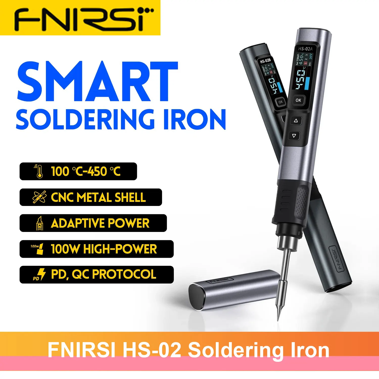 FNIRSI HS02 Original Smart Soldering Iron HS-02 PD QC Solder Cautin Station HS 02 Welding Equipment Electric Machine Repair Tool