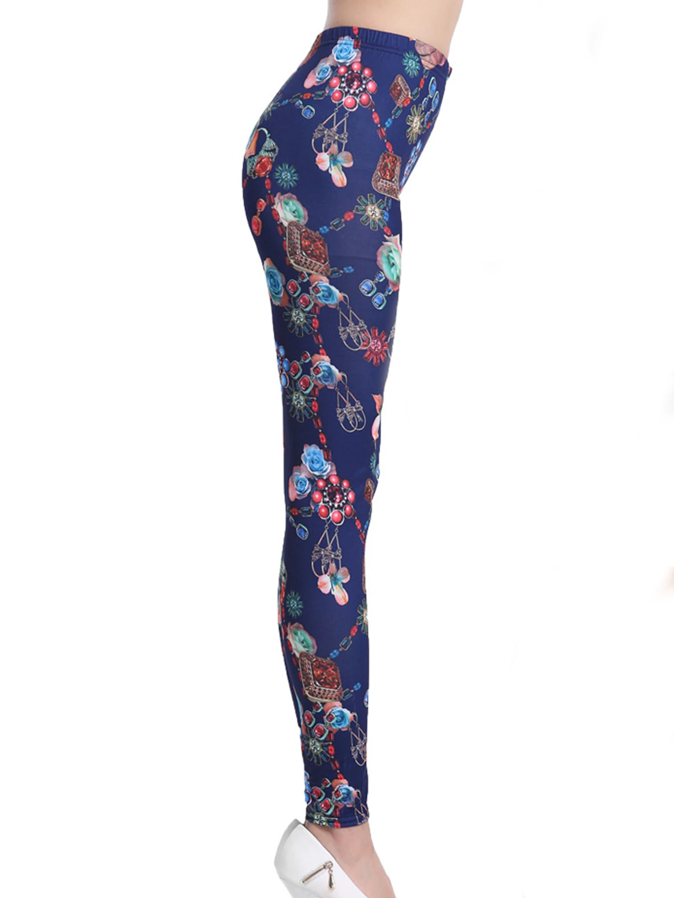 Europe And The United States Fashion Spring And Summer Tight Leggings Wear Elastic Tight Personality Printed Nine-point Pants