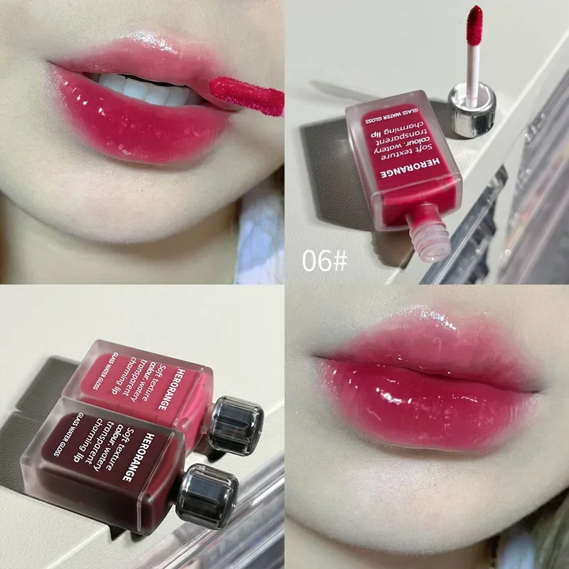 Punk Saft rot Lip gloss schwarz Spiegel Wasser Licht Lippen glasur Gelee Glas Lippen öl wasserdicht Lippenstift nackt klar Tönung Make-up