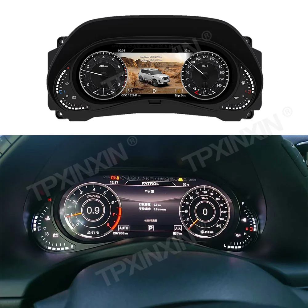 12.3 inch Screen Digital For Nissan Patrol Y62 Armada 2010 2011 - 2023 LCD Gauges instrument Virtual cluster Cockpit Speedometer