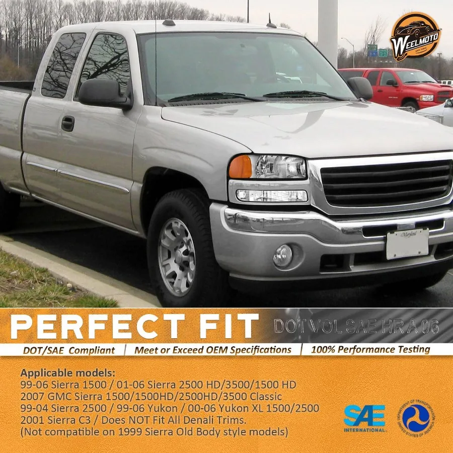 مجموعة المصابيح الأمامية لـ 9906 GMC Sierra 1500 1500HD 2500HD 3500 و0006 Yukon XL 1500 2500 متوافقة مع 2007 GMC Sierra 150