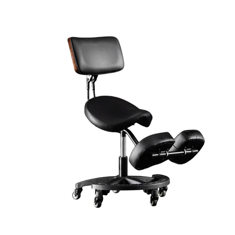 Accordion Chair Office Ergonomic Saddle with Back Stool Heavy Kneeling Adjustable Rolling Support for Dental Adhd Duty Kneel Spa