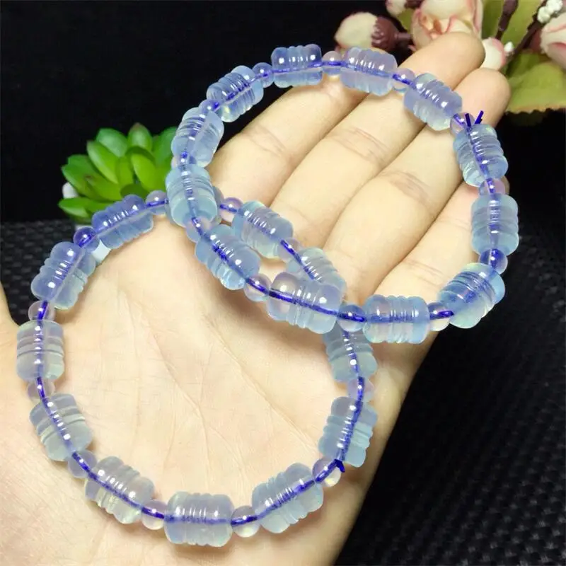 Natural Clear Aquamarine Bracelet Charms Handmade Fortune Energy Bangle Mineral Woman Amulet Jewelry Gift 1PCS