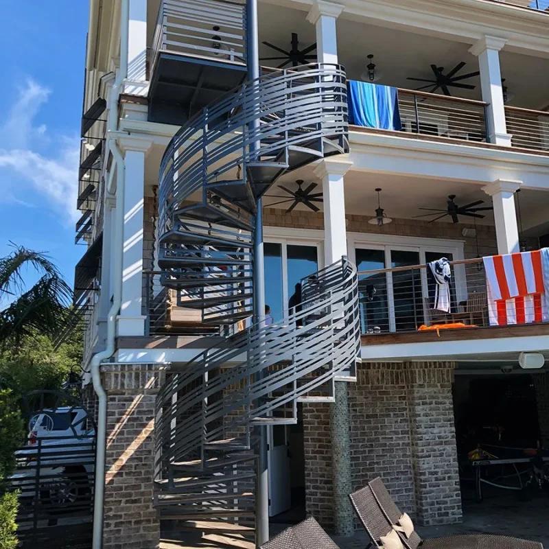custom.Balcony Staircase Outdoor Prefabricated Steel Frame Rust Resistant Easy Installation and Maintenance