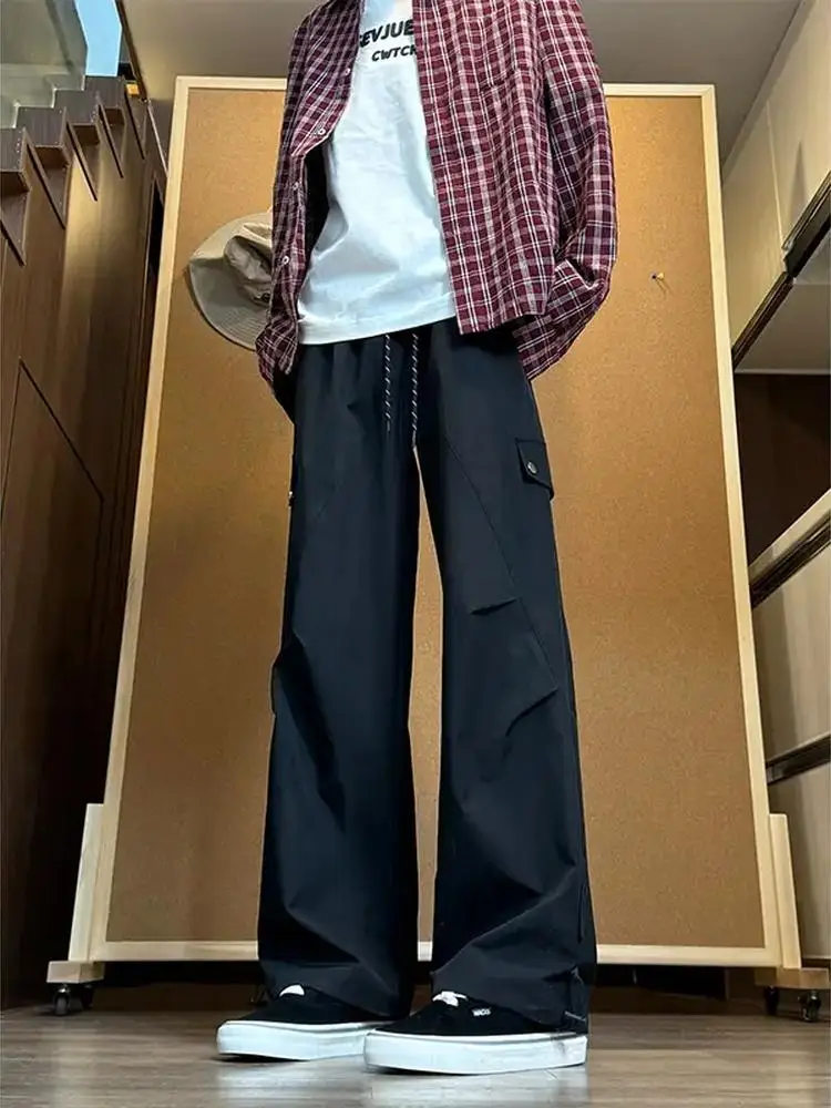 

Мужские повседневные брюки Bla Pleated Straight Leg Workwear: прямые, плиссированные, свободного кроя, в американском стиле, для весны, износостойкие, длинные