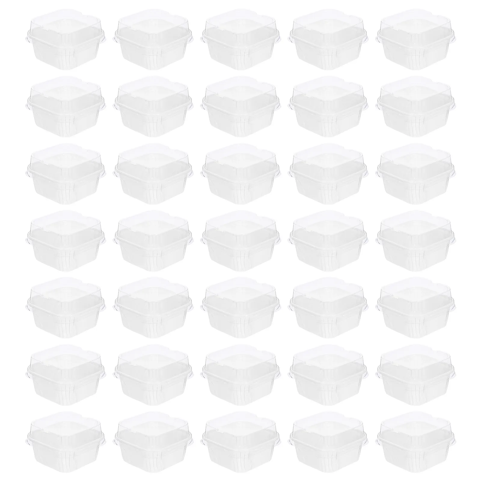 

100pcs Disposable Dessert Cups Transparent Lids Square Baking Containers For Muffins Puddings Ice Cream Cupcakes Bakery Wedding