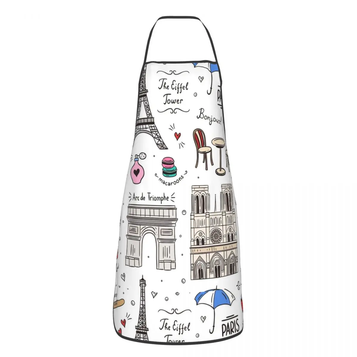 Paris Pattern Colors Apron Chef Cooking Baking Tablier Sleeveless Bib Kitchen Cleaning Pinafore for Women Men Painting