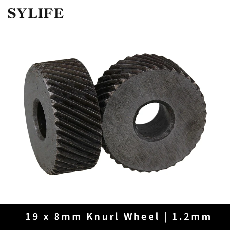 2 x Knurl Wheel Tool Diagonal Coarse Twill Pattern 8 x 19mm 1.2mm Pitch Roller