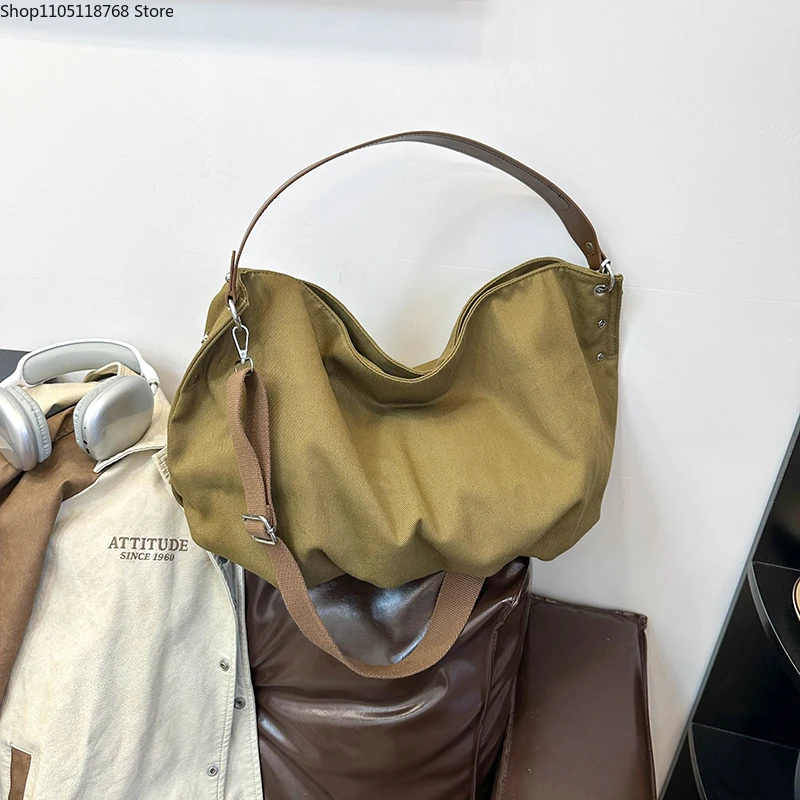 

Модные однотонные простые сумки через плечо CANVAS, универсальные популярные сумки большой вместимости для женщин