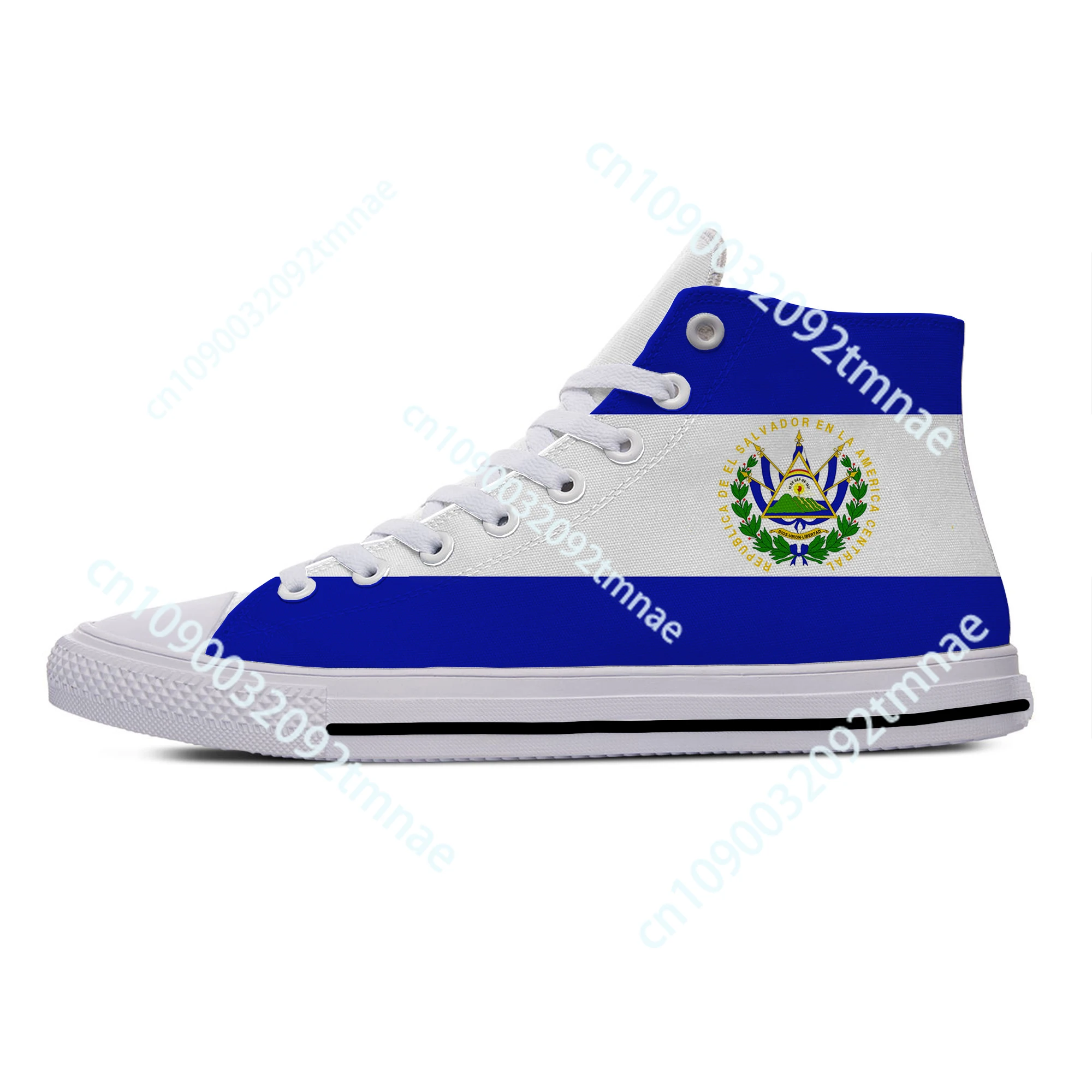 

Custom El Salvador Flag Popular Funny Novelty Casual Board Shoes High Top Lightweight Breathable Men Women Latest Sneakers