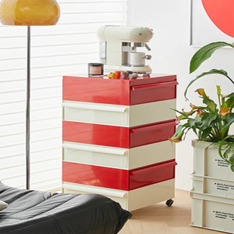 Wabi-sabi Wind Movable Bedside Table File Cabinet Storage Office Multi-layer Drawer Simple Ins Side a Few Storage Cabinets