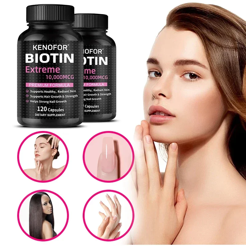 Biotin Capsules 10,000mcg - Maximum Strength, Promotes Healthy Hair, Skin, Nails, Bone and Joint Health