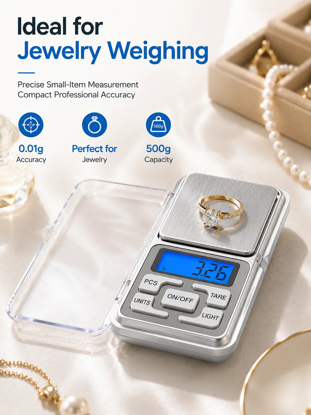 1/2Pcs 500g/0.01g Digital Pocket Scale High Precision Mini Jewelry Scale with LCD Display, Portable Gram Weighing Tool for Home