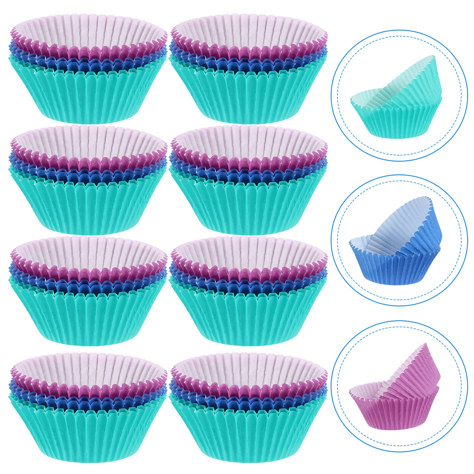 

300 Pcs Cake Tray Liners Colored Purple Blue Green For Baking Mini Muffins Cupcake Wrappers Empty Paper Cups Party Supplies