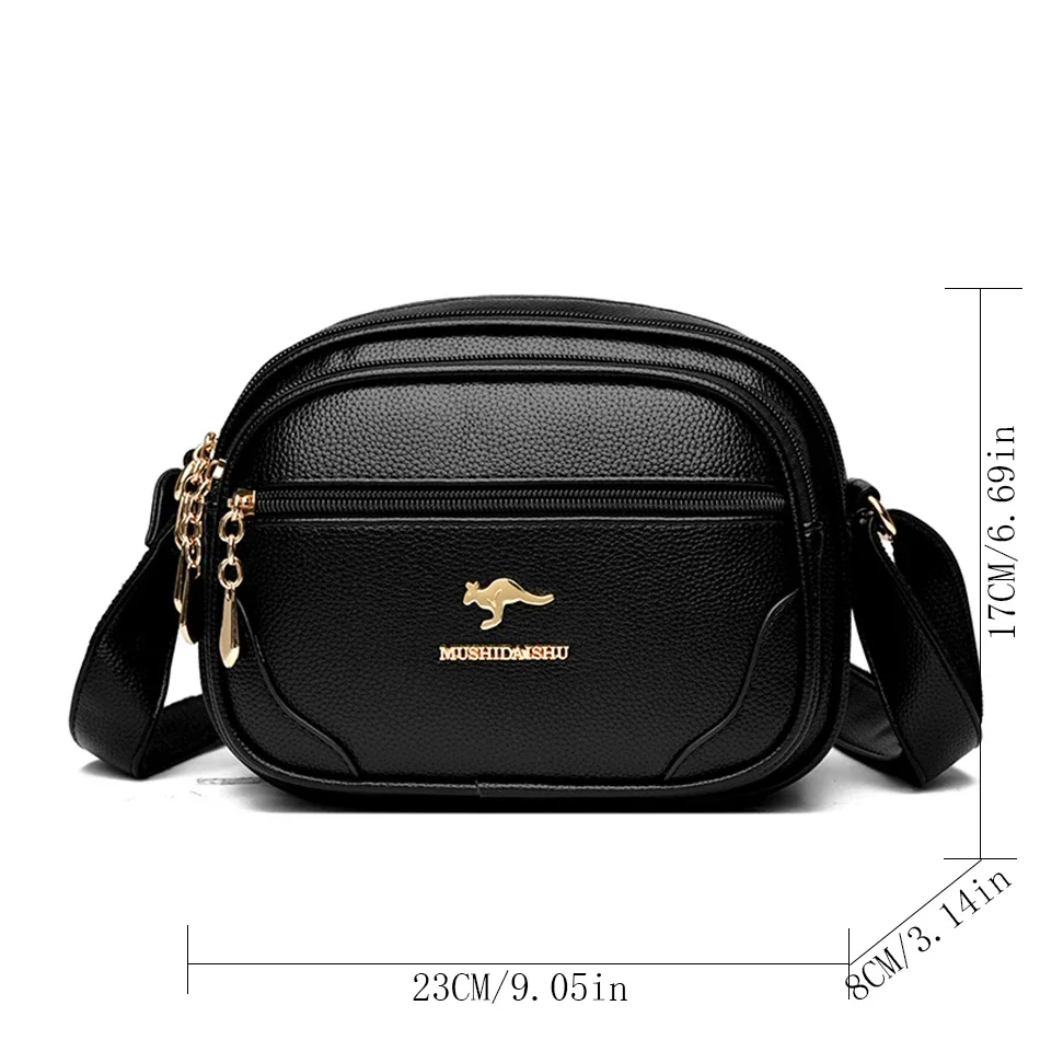 High Quality Soft Leather Purse Fashion Women Shoulder Messenger Bag Multi-pocket Wear-resistant Bag Luxury Ladies Handbag Sac