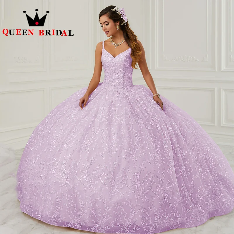 

Изысканные кружевные платья Quinceanera с аппликацией 2024, платья без рукавов с v-образным вырезом на день рождения, Vestidos De 15 Quinceañera на заказ H77X