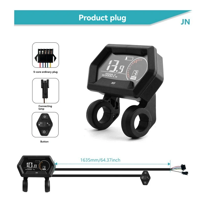 M9 دراجة كهربائية شاشة الكريستال السائل 24 فولت-72 فولت سكوتر كهربائي LCD اللون متر ل الثلج LCD عداد السرعة SM5 + 2PIN