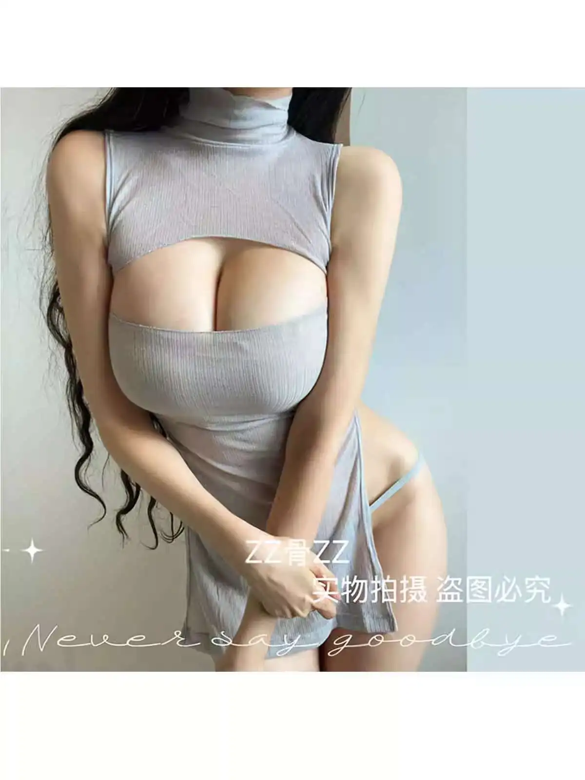 Robe d'été française, Sexy, élégante, Style féminin, fente haute, creuse, transparente, col haut, fine, mode femmes, 7EH9