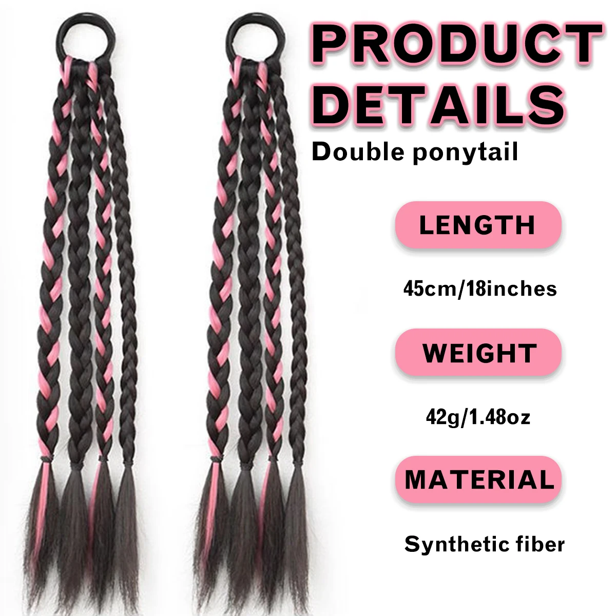 Rambut lurus sintetis tinju dikepang wig ekor kuda wanita lucu ekstensi rambut ekor kuda ganda menyoroti tahan panas