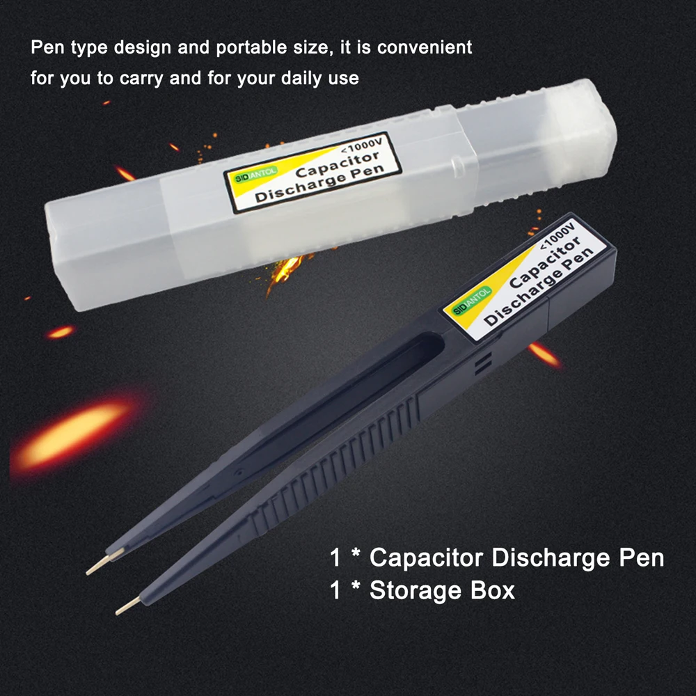 Portable Capacitor Discharge Pen High Voltage Fast Discharging Tool Constant Discharge Pen Digital Sparkpen Discharger 1000V