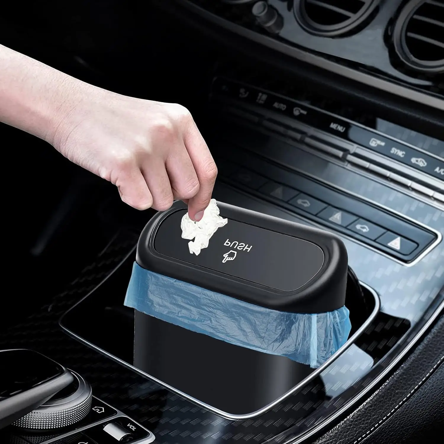 

Yuanjoy Car Rubbish Bin Car Rubbish Liner, Small Car Rubbish Bin with Lid, Hanging Storage Box, Accessories