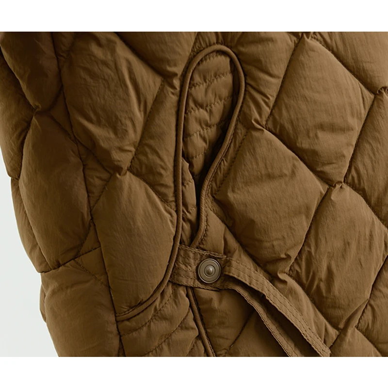 Schinteonผู้หญิงเป็ดสีขาวลงเสื้อลําลองหลวมArgyleฤดูใบไม้ร่วงฤดูหนาวOutwear Turn-Down Collarเสื้อแฟชั่น 2025 ใหม่