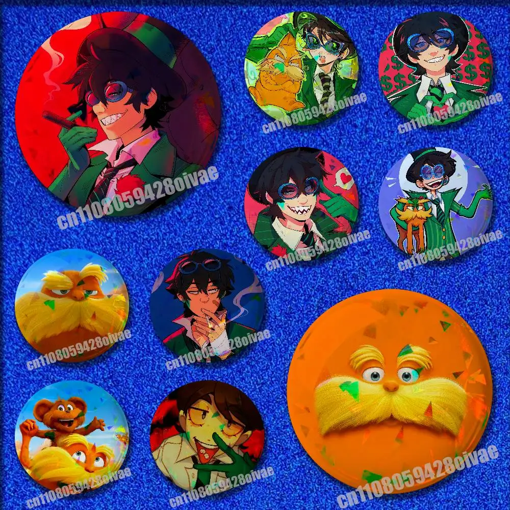 

For L-Lorax Onceler Once ler Emblem Round Pins Insignia Badge Cover Ornament 75mm Cosplay Brooch Button