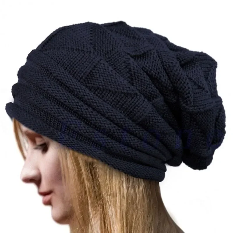 Unisex Winter Knitted Beanie Hat Baggy for Women Men Oversized Winter Warm Hat Ski Slouchy Cap Skullies Beanies Wool Cap