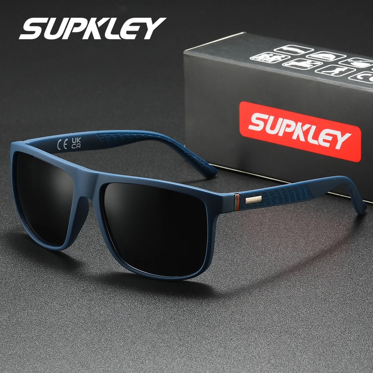 SUPKLEY Simple And Casual Polarized Sunglasses With Square Frame, Uv Resistant, Fishing, Hiking, Christmas Gift